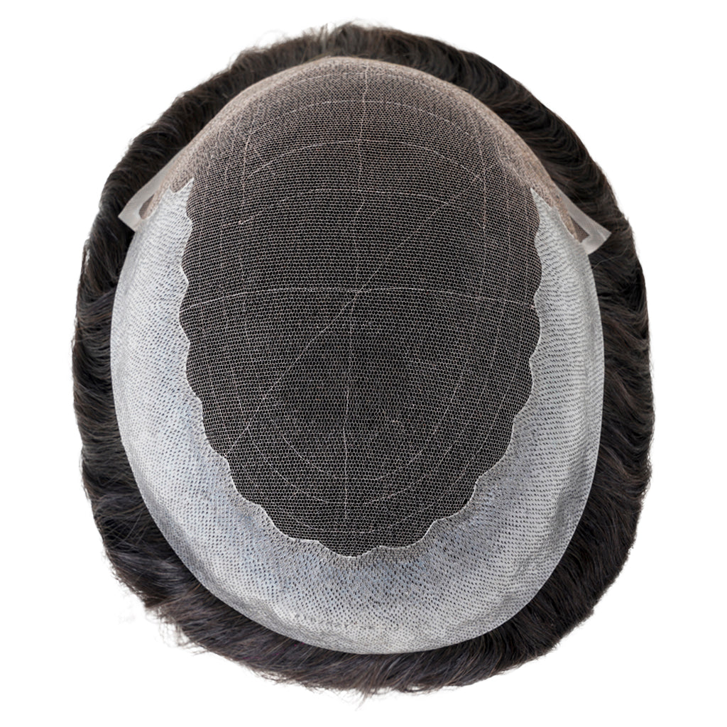 Sistema capilar "Herakles" híbrido con base de Swiss Lace en la parte superior y refuerzo de PU fino en laterales y zona trasera