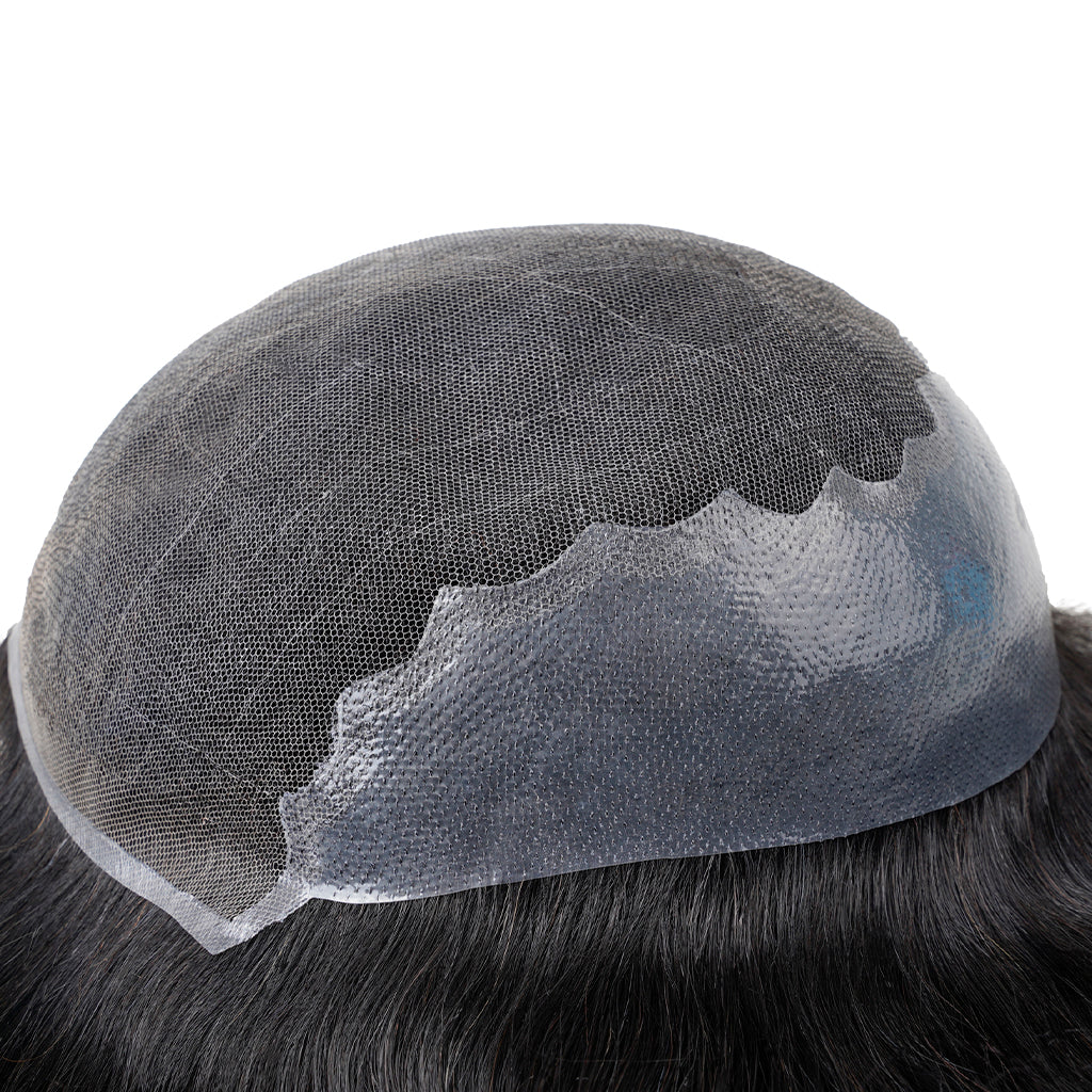 Sistema capilar "Herakles" híbrido con base de Swiss Lace en la parte superior y refuerzo de PU fino en laterales y zona trasera