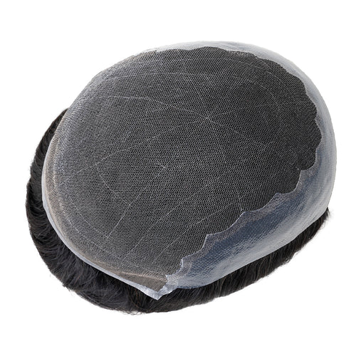 Sistema capilar "Herakles" híbrido con base de Swiss Lace en la parte superior y refuerzo de PU fino en laterales y zona trasera