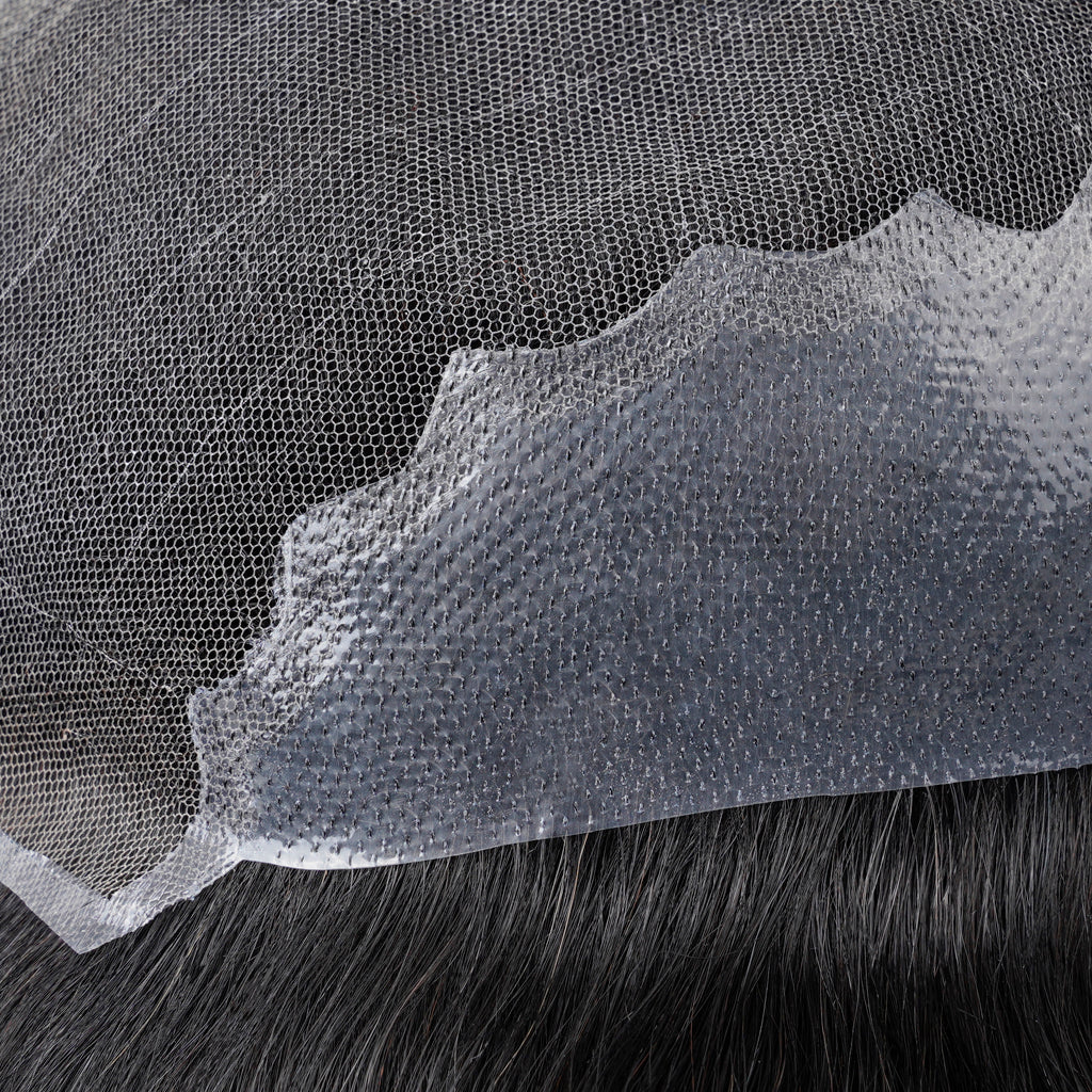 Sistema capilar "Herakles" híbrido con base de Swiss Lace en la parte superior y refuerzo de PU fino en laterales y zona trasera